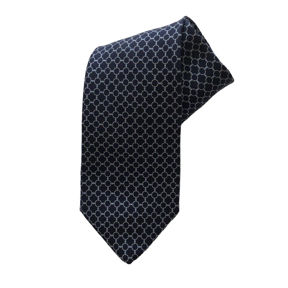 Brooks Brothers Makers Navy Blue Print 100% Silk Tie